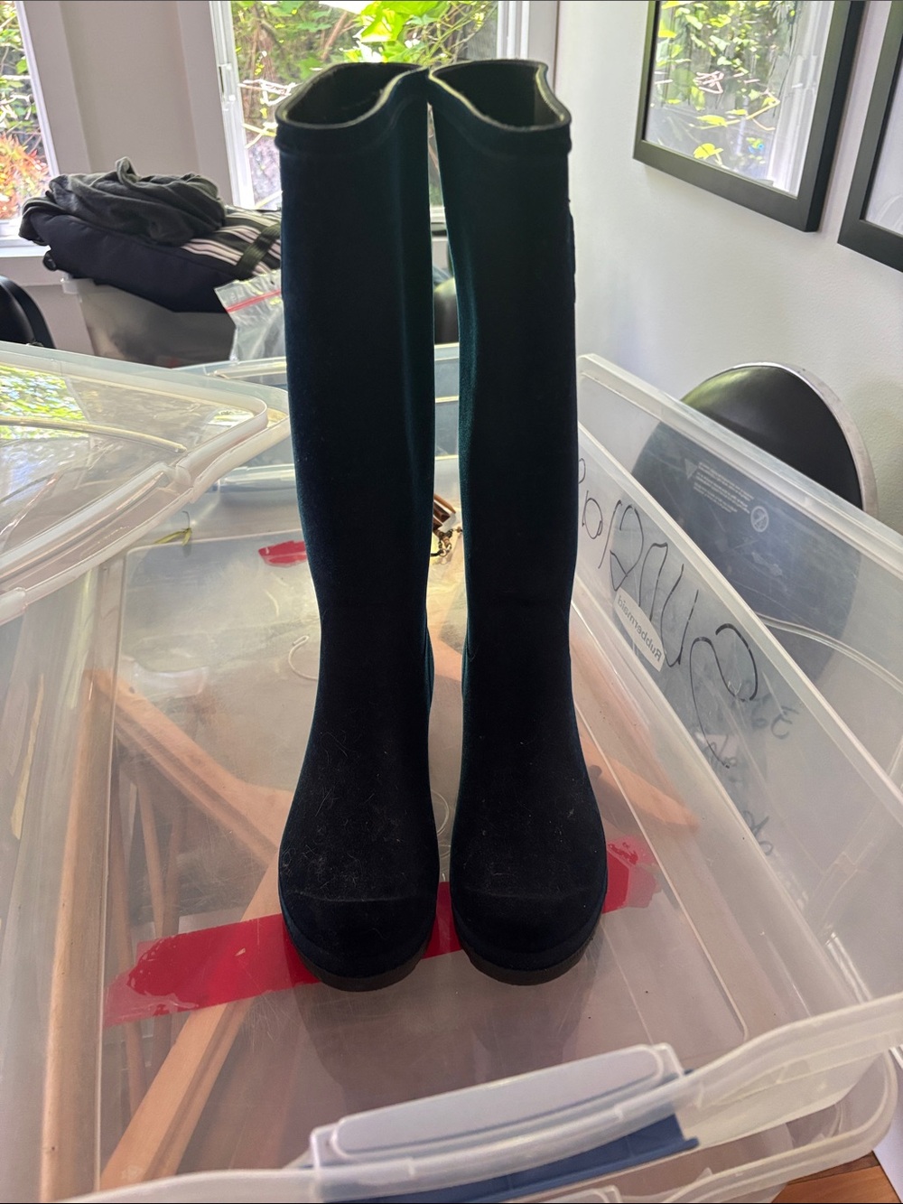 Classic Black Knee-High Stretch Winter Boots MADE IN ITALY  blue Navy 36